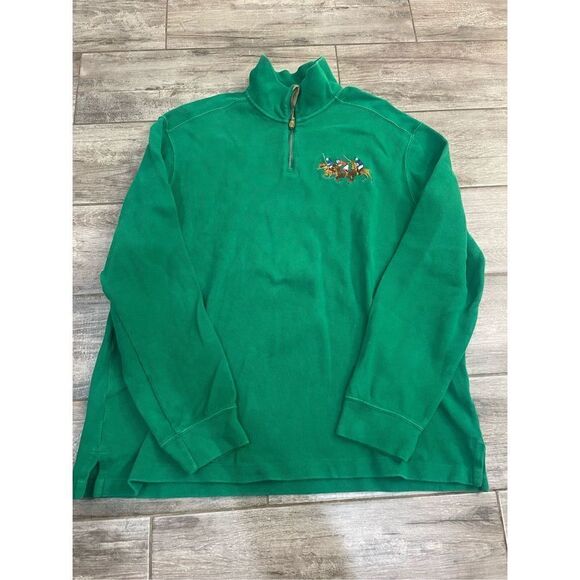 VTG Ralph Lauren Long Sleeve 1/4 Zip Pullover Sweater Green Embroider Men XXL - Picture 1 of 3